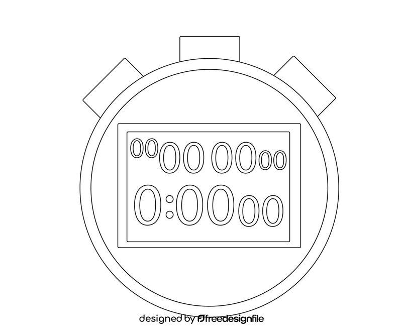 Sports stopwatch cartoon black and white clipart