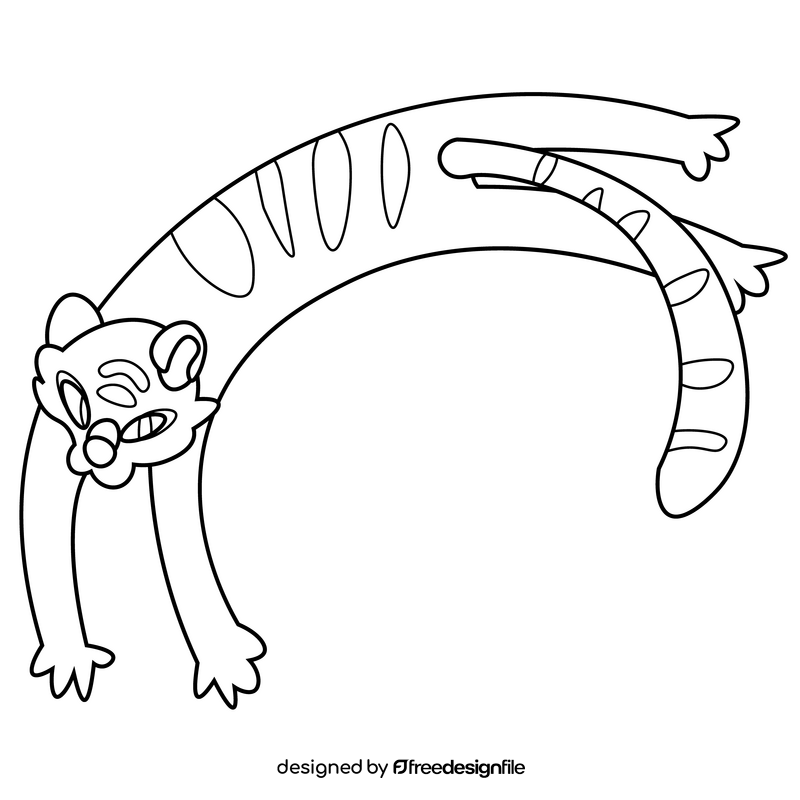 Tiger playful black and white clipart