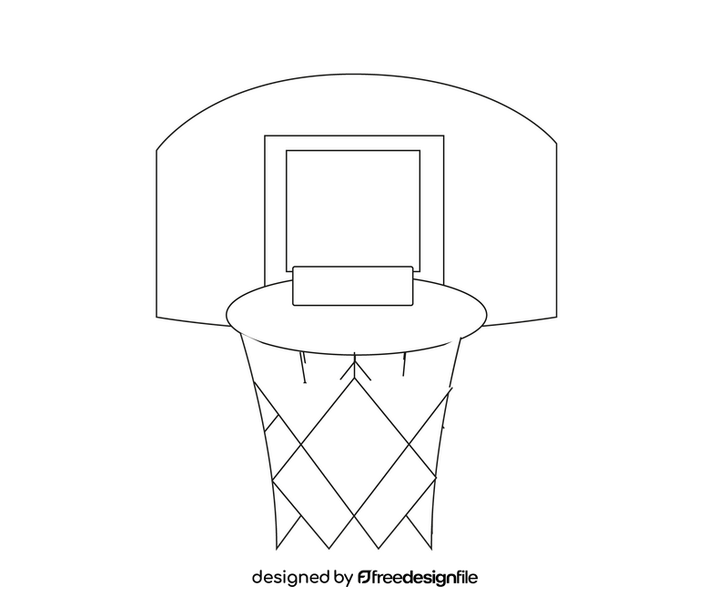 Basketball basket drawing black and white clipart