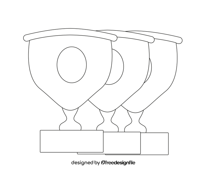 Sports golden cups black and white clipart