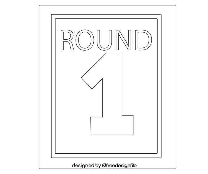 Boxing round one black and white clipart
