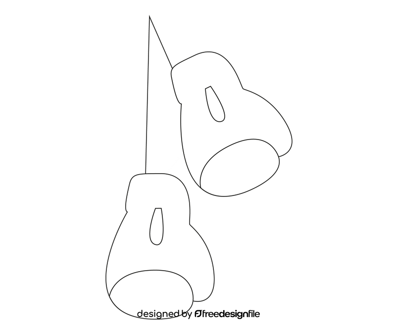 Cartoon boxing gloves black and white clipart