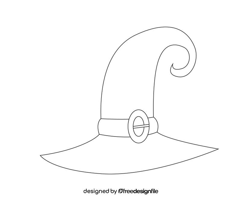 Witch hat illustration black and white clipart