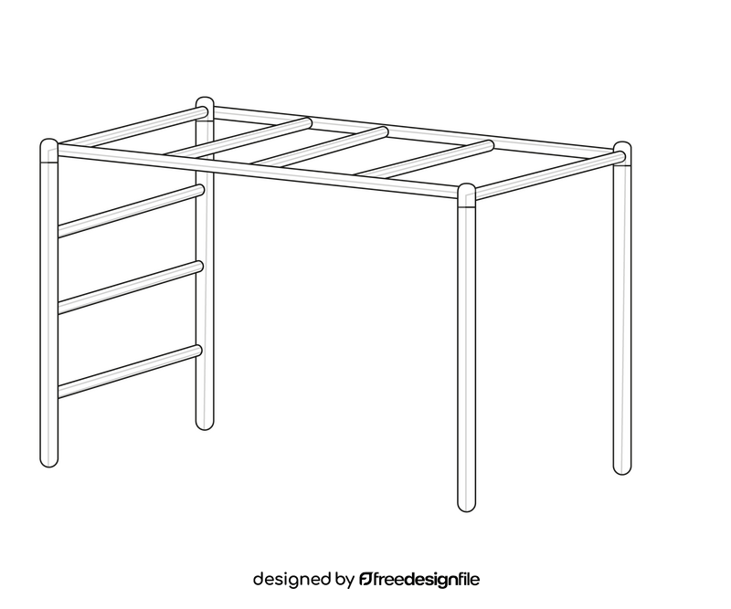 Horizontal ladder, monkey bars black and white clipart