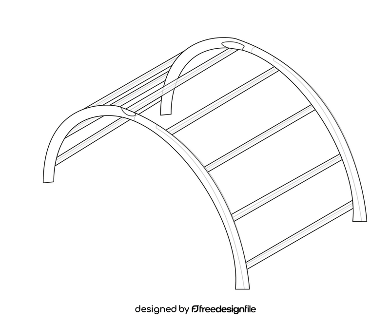 Half circle ladder drawing black and white clipart