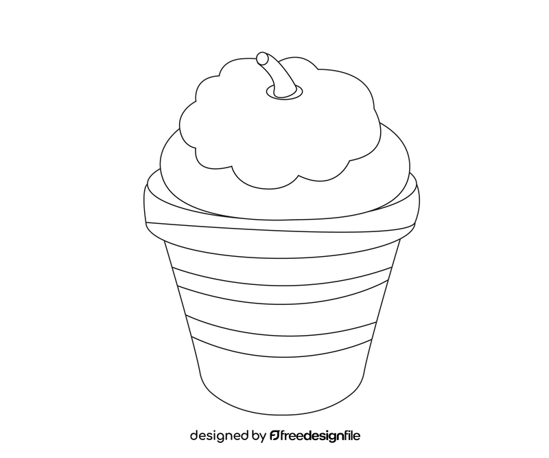 Pumpkin ice cream cartoon black and white clipart