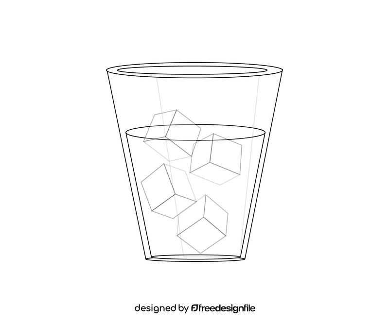Whiskey with ice cube free black and white clipart