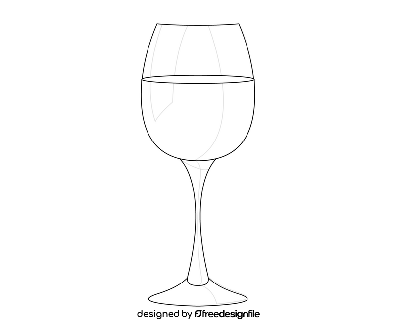 Red wine glass black and white clipart