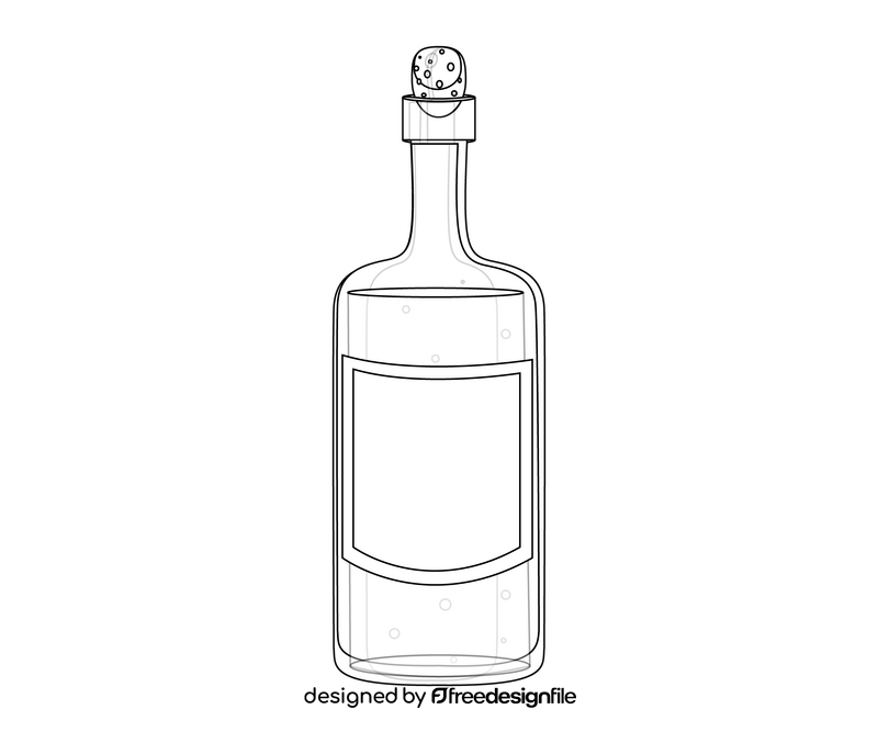 Cartoon wine bottle black and white clipart