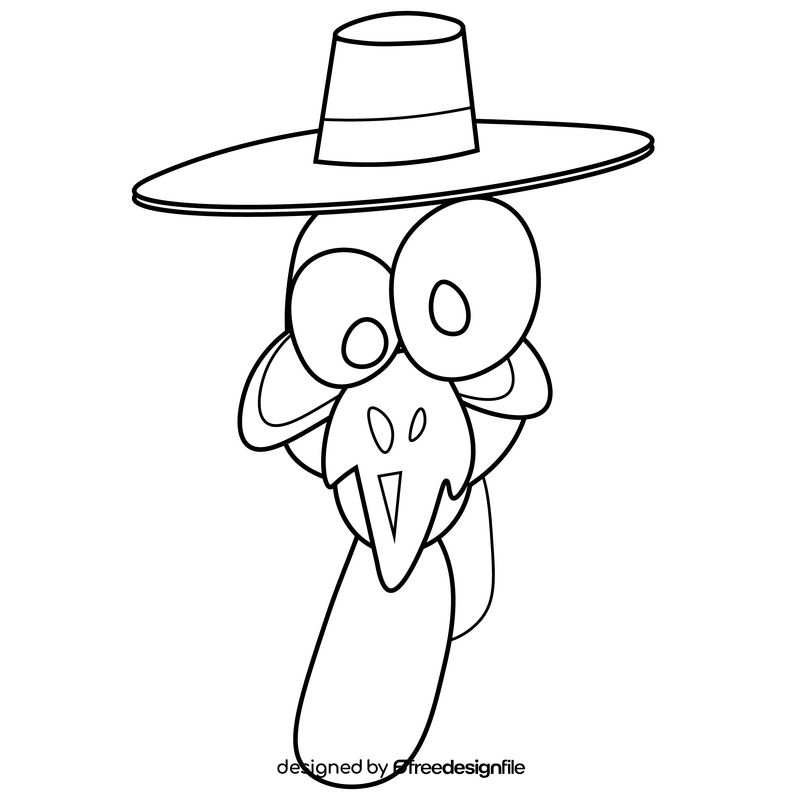 Cartoon turkey hat black and white clipart