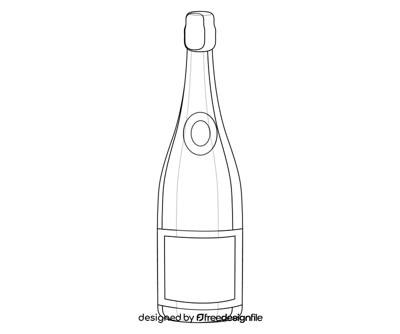 Champagne bottle cartoon black and white clipart