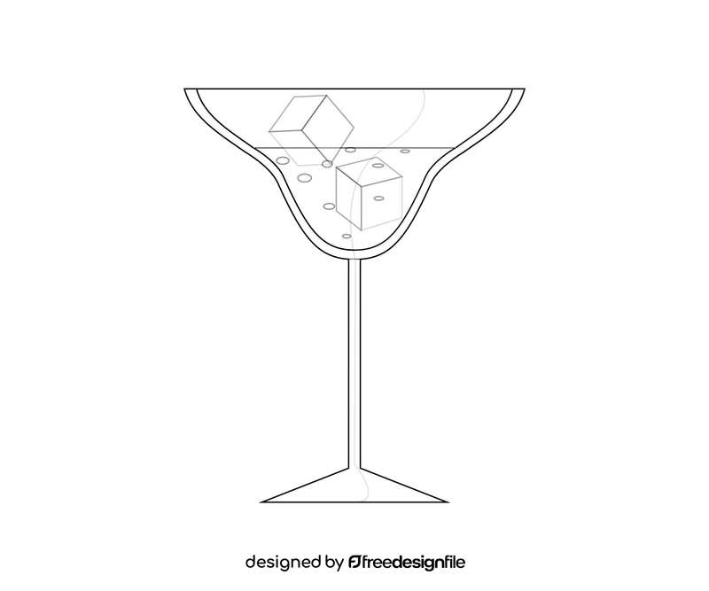 Glass of martini drawing black and white clipart