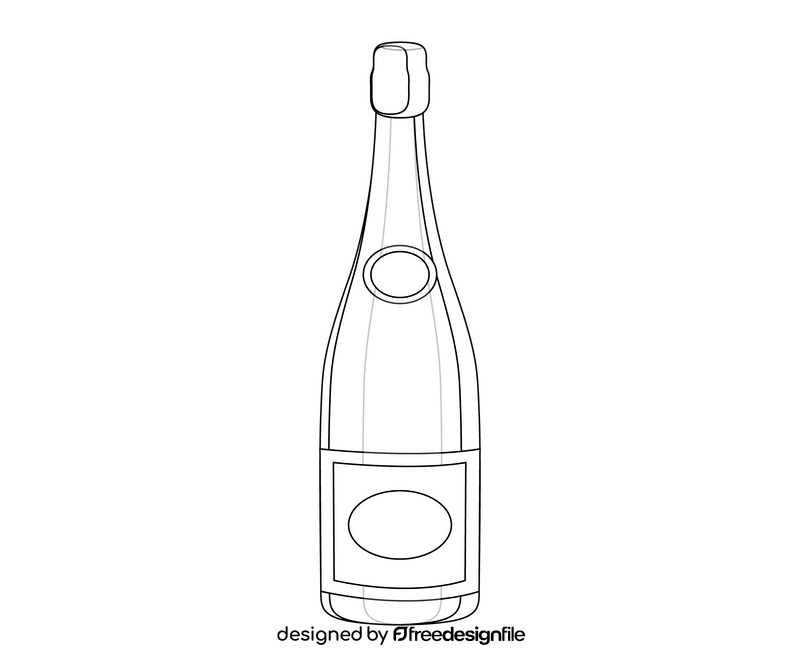 Champagne bottle free black and white clipart