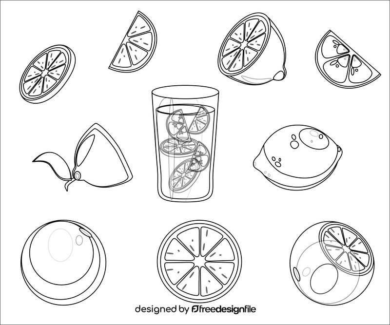 Citrus fruits black and white vector