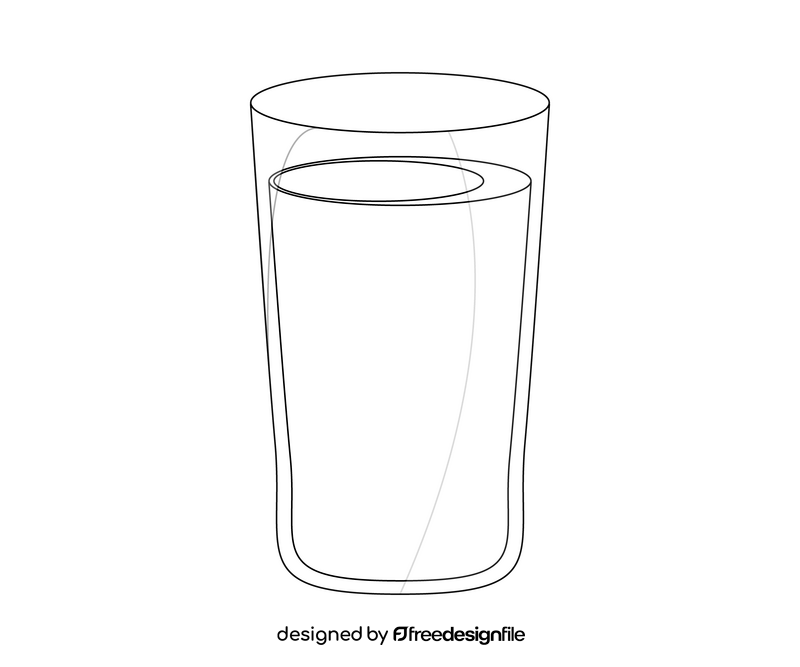 Glass of milk drawing black and white clipart