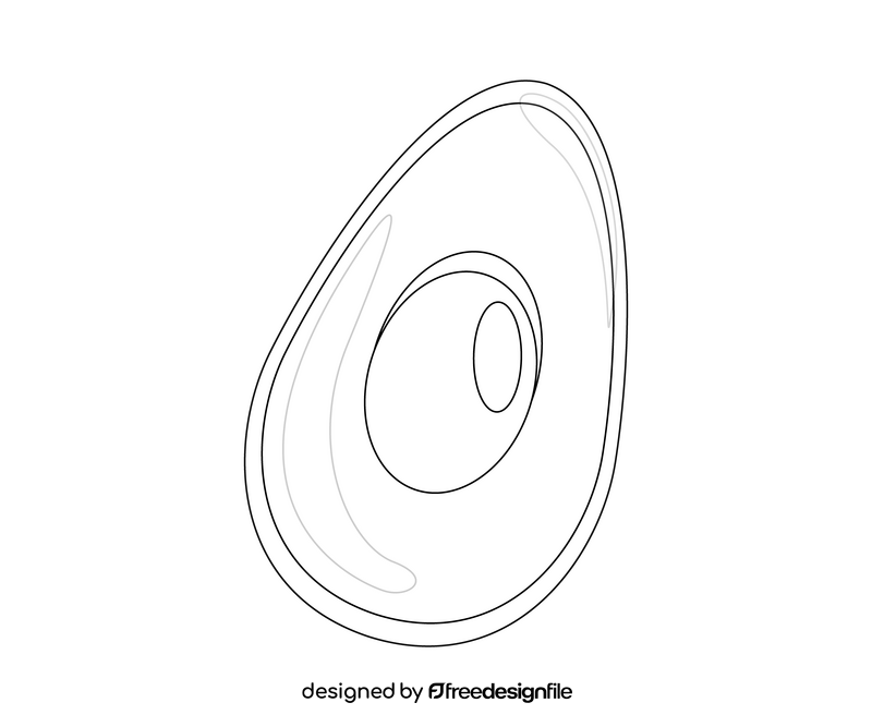 Avocado cut in half illustration black and white clipart