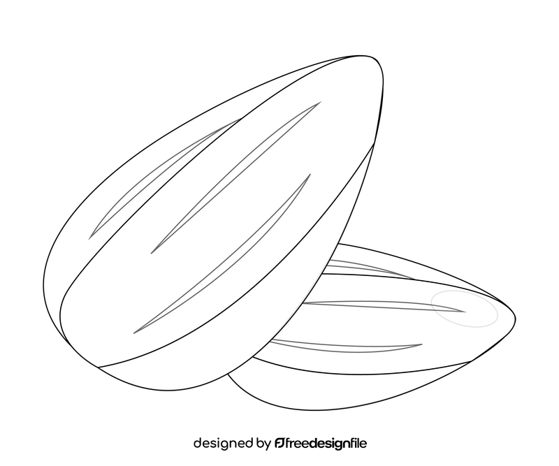 Almond nuts black and white clipart