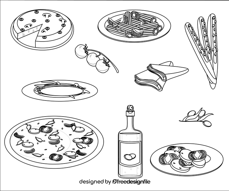 Free Italian food black and white vector