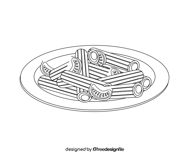 Italian pasta spaghetti black and white clipart