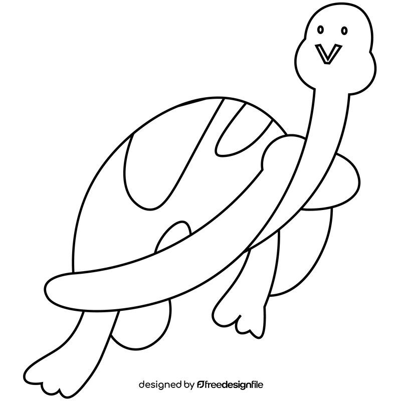 Turtle swimming drawing black and white clipart