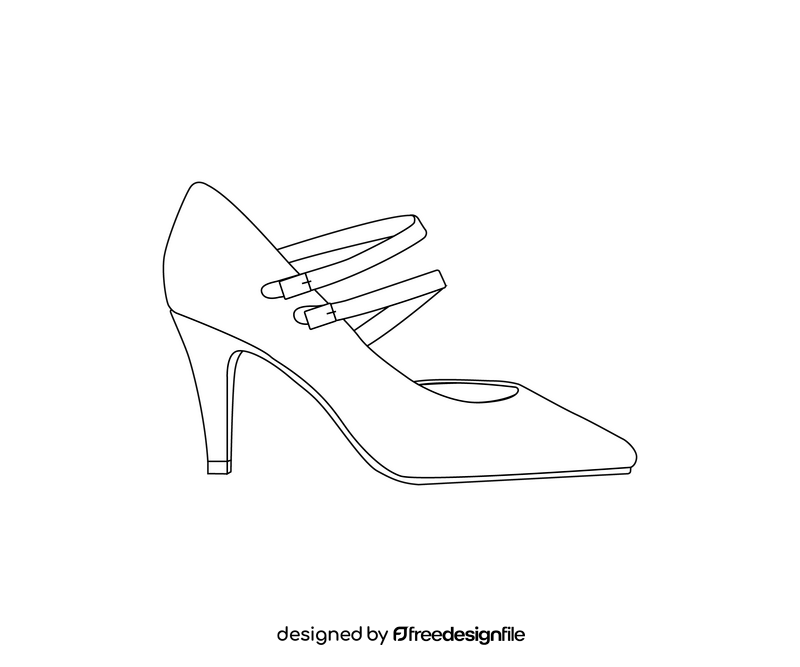 High heel shoes black and white clipart