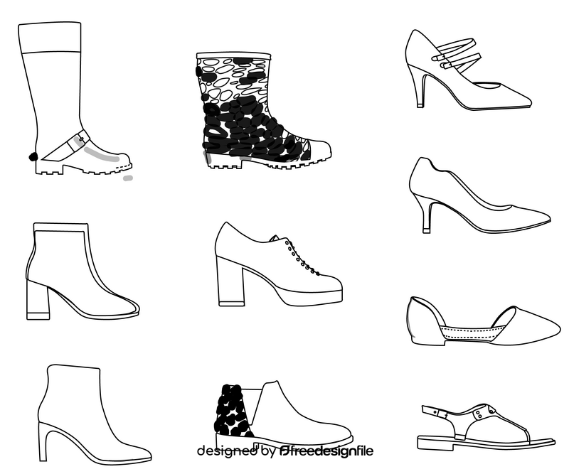 Women shoes collection black and white vector