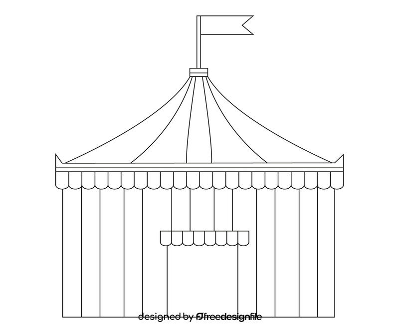 Circus tent illustration black and white clipart