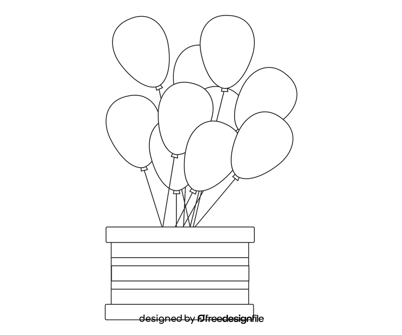 Balloons cartoon black and white clipart