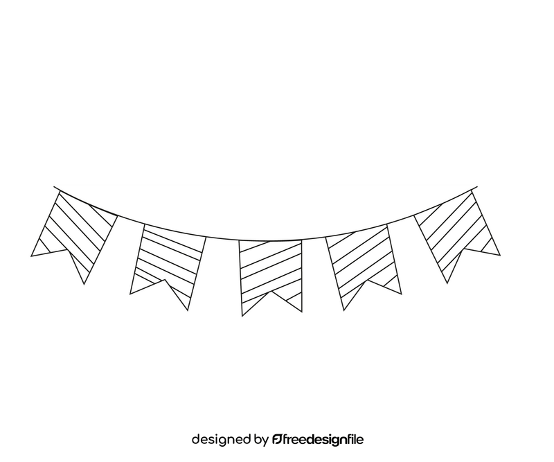 Colorful garland drawing black and white clipart