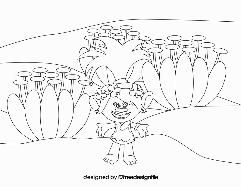 Trolls movie black and white vector