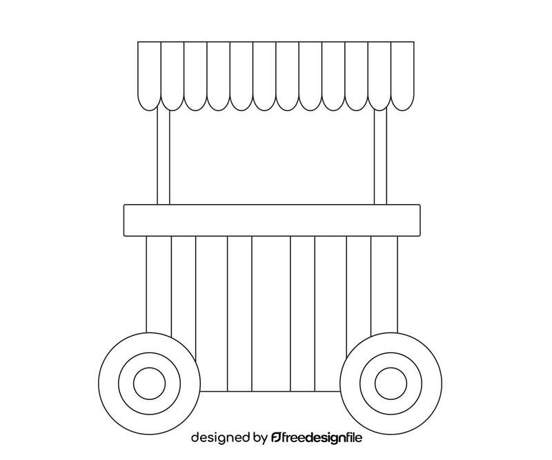 Cartoon store on wheels black and white clipart vector free download