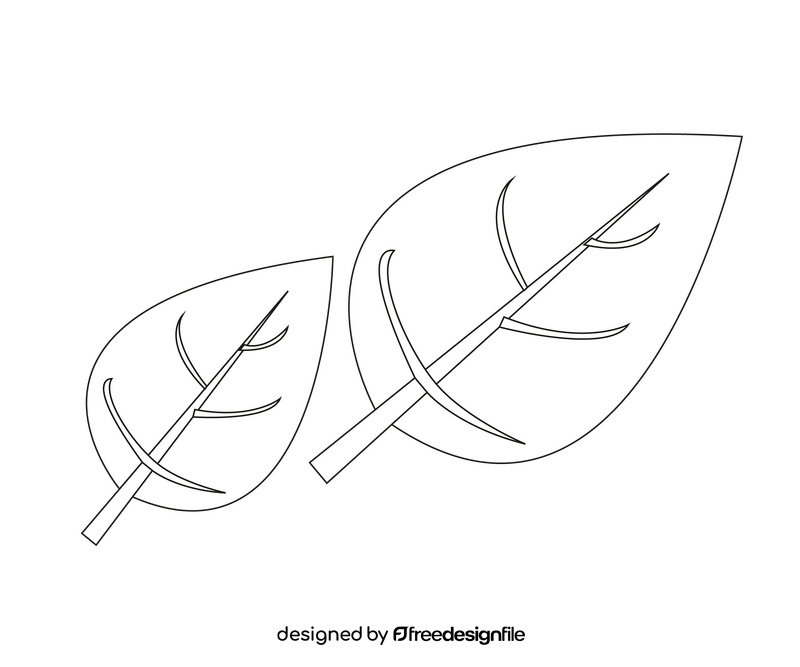 Leaves drawing black and white clipart