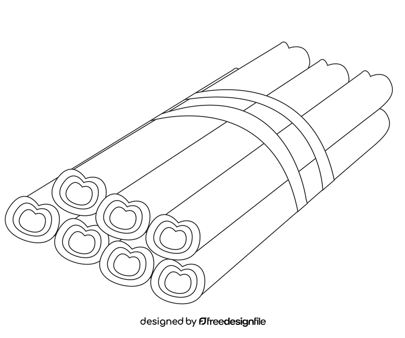 Bunch of cinnamon sticks black and white clipart