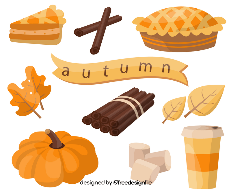 Set of autumn elements vector