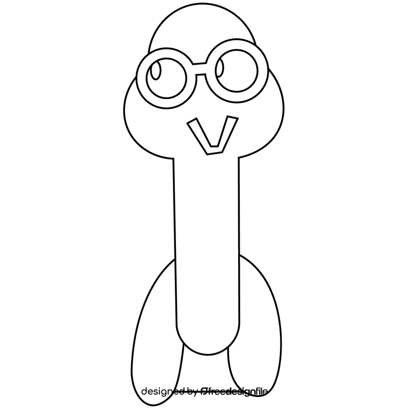 Turtle with glasses black and white clipart