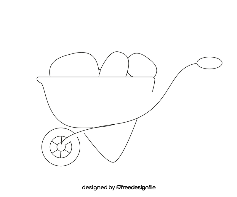 Pumpkin in wooden cart black and white clipart