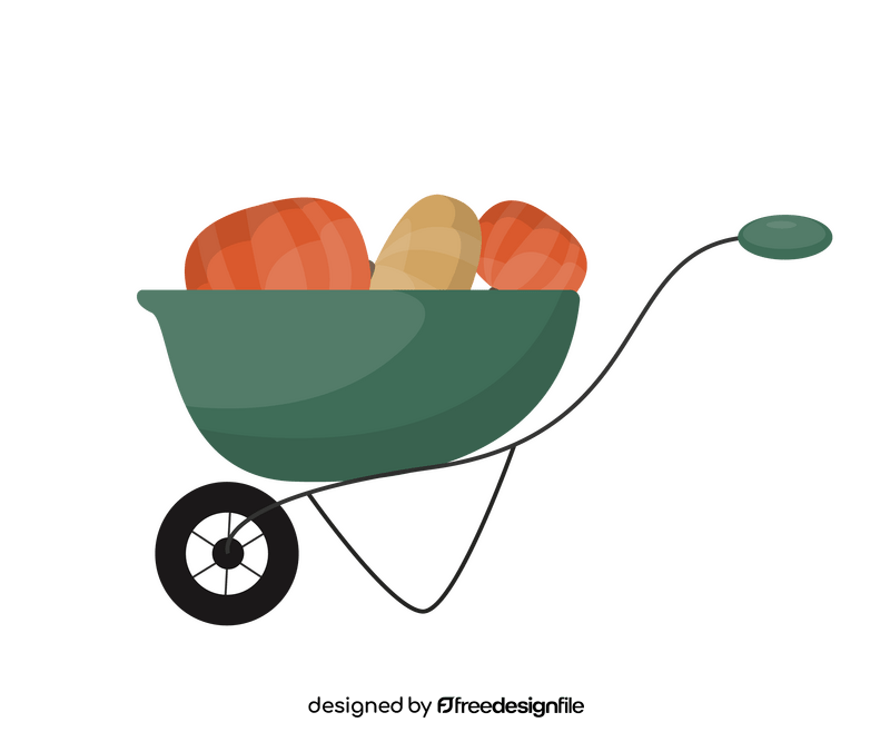 Pumpkin in wooden cart clipart