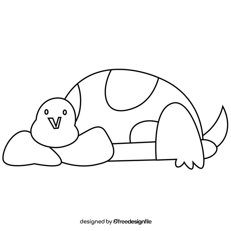 Turtle lying drawing black and white clipart