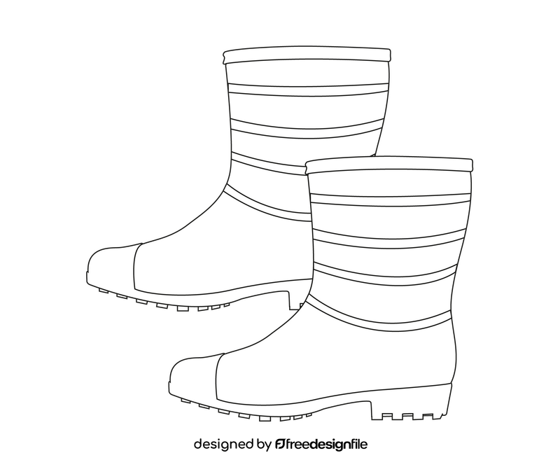 Autumn rain boots black and white clipart