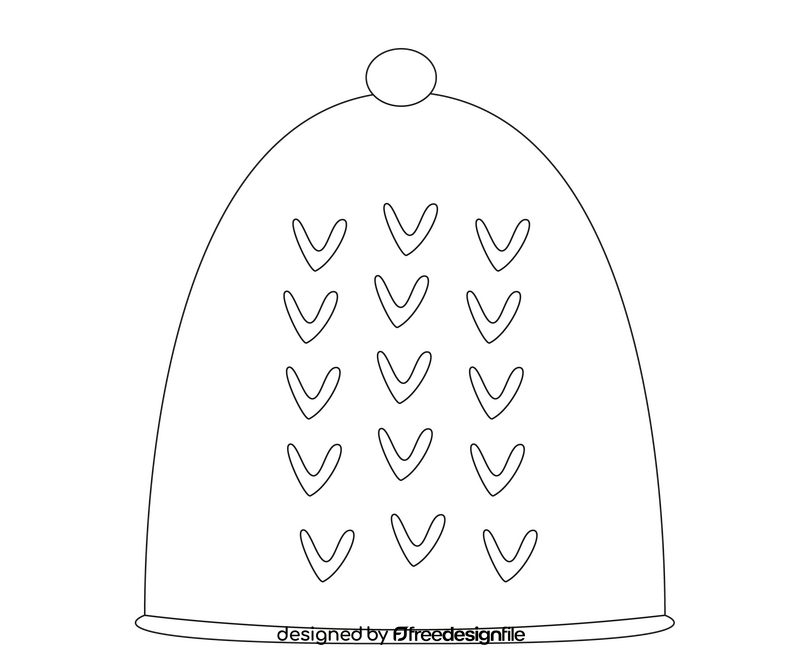 Winter hat illustration black and white clipart