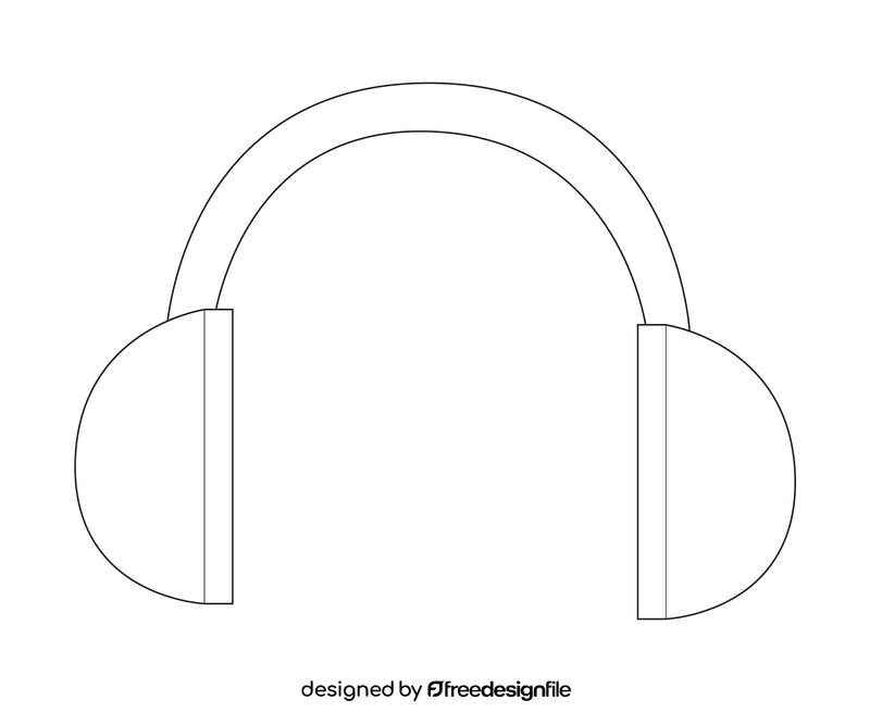 Headphone cartoon black and white clipart