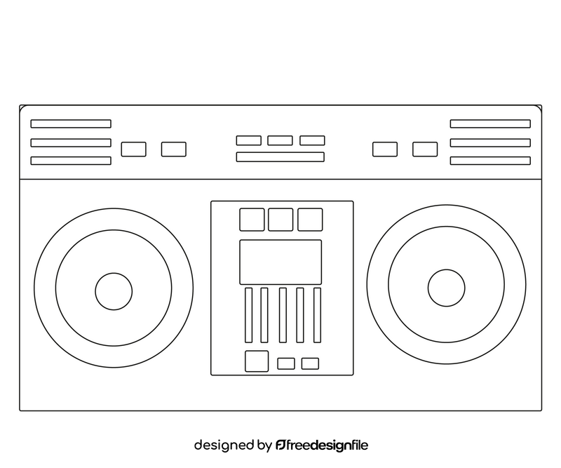 Cassette tape recorder black and white clipart