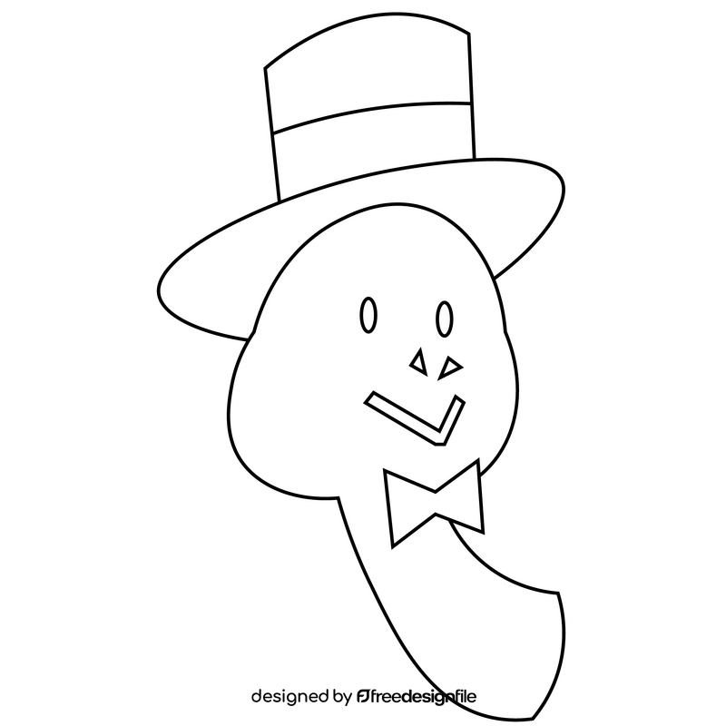 Turtle with hat cartoon black and white clipart