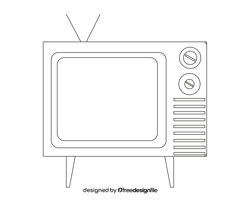 Vintage television black and white clipart