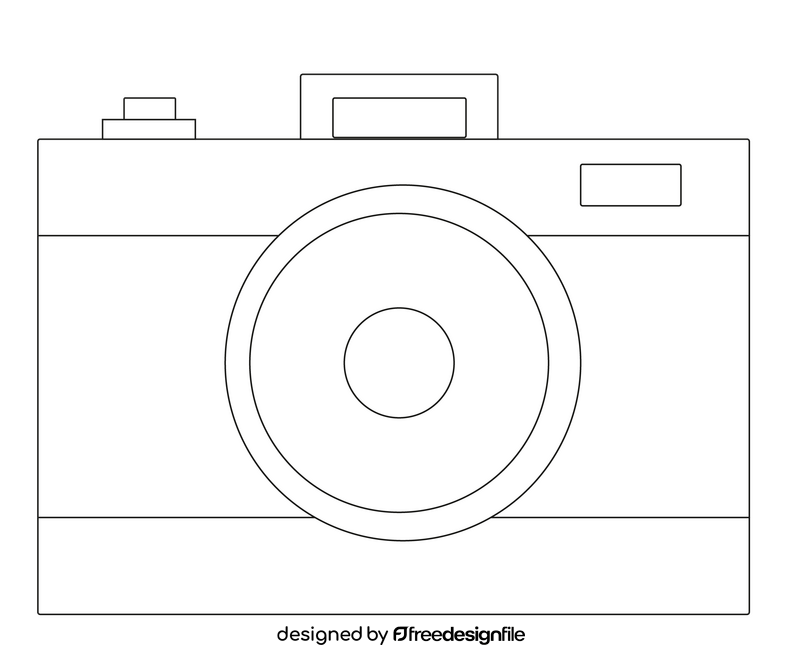 Cartoon camera black and white clipart