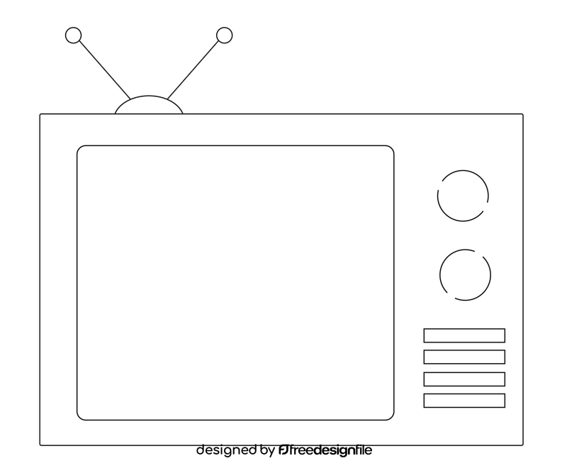 Cartoon retro TV, free television black and white clipart