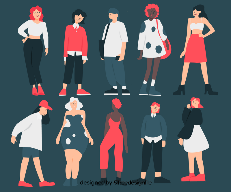 Group of different women vector