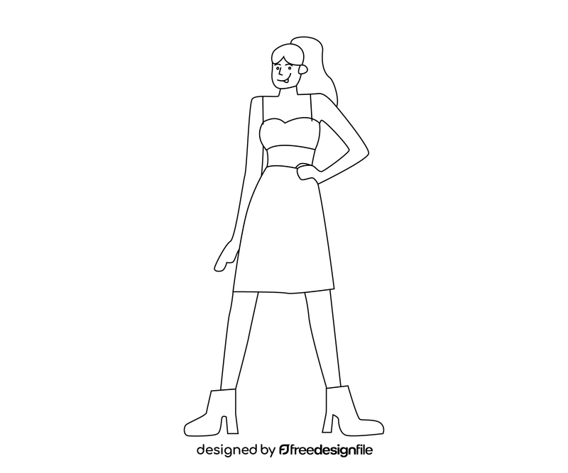 Woman illustration black and white clipart