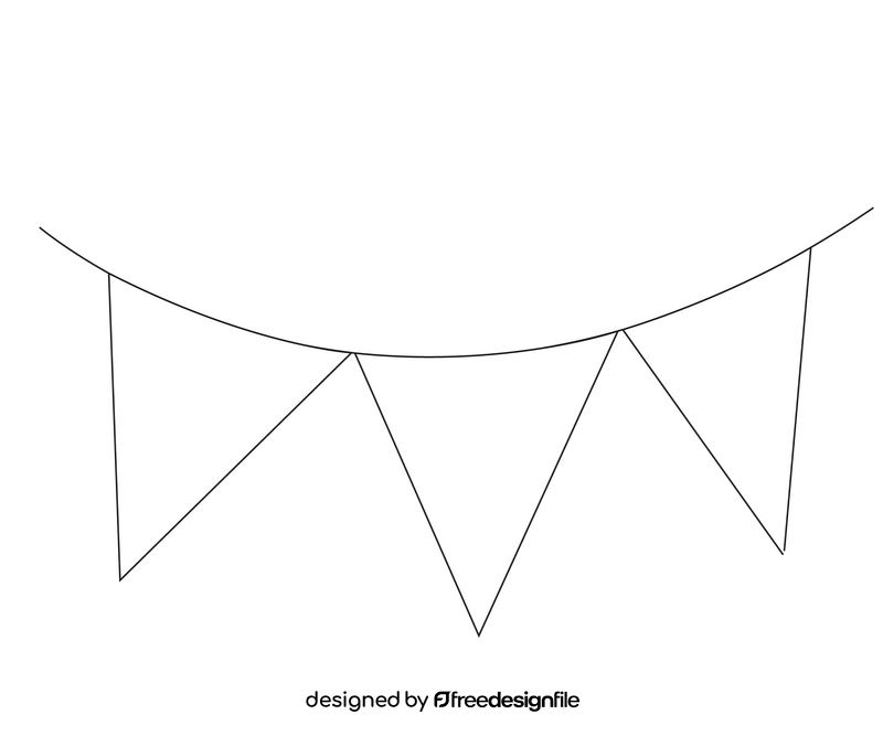 Garland flag drawing black and white clipart