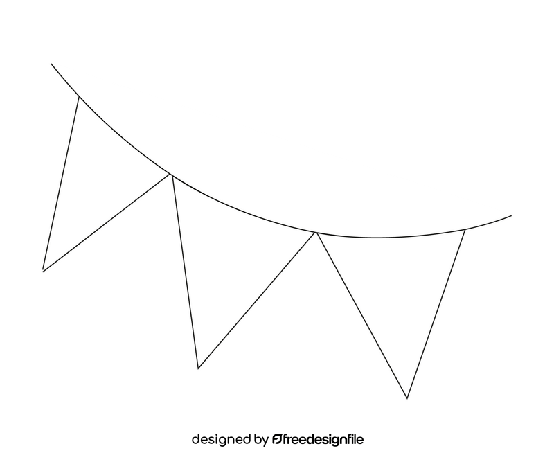 Flag garland illustration black and white clipart